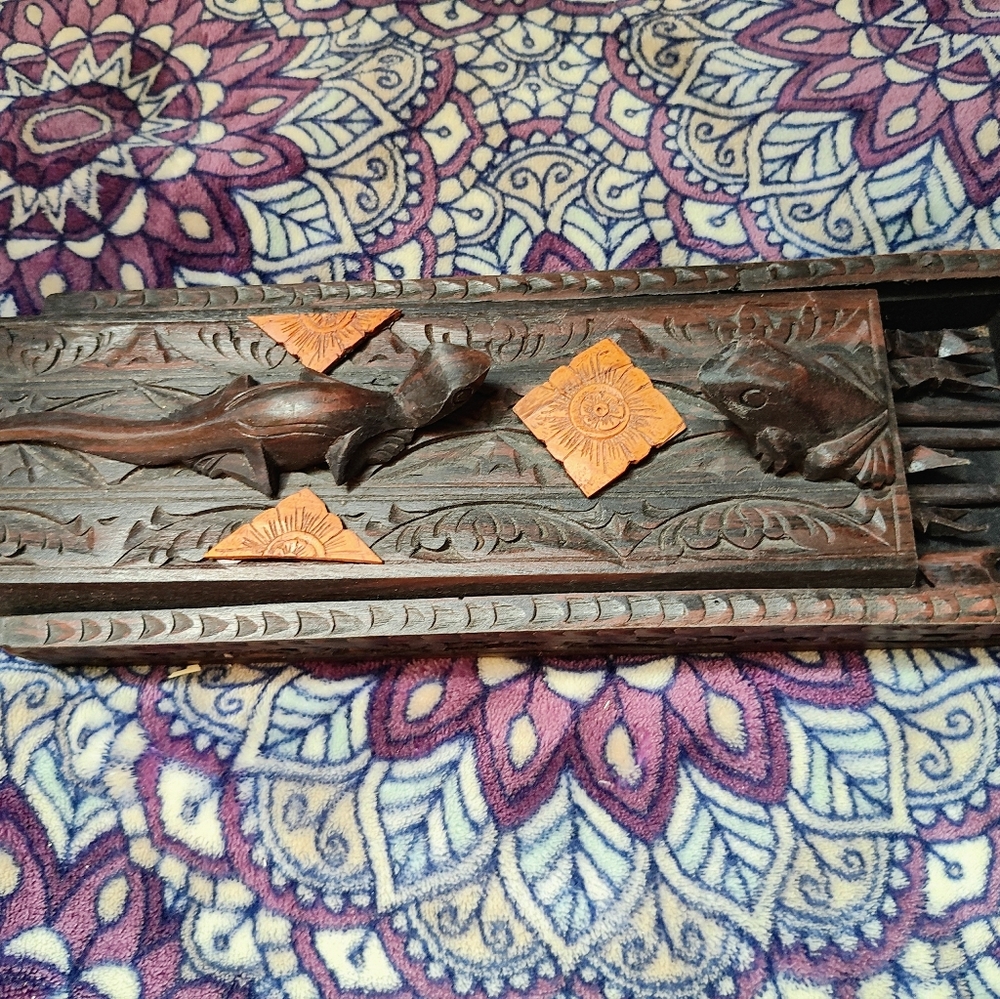 Balinese chopstick set in hand carved box